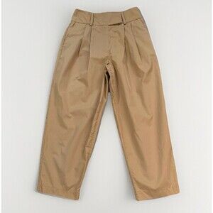 Anthropologie Exquise Barrel Leg Chino Pant SIZE XS Petite Tan High Rise Pleated